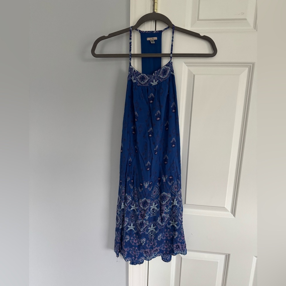 Ecote Blue and Purple Pattern Mini Dress